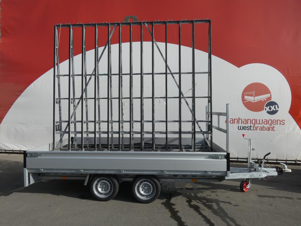 Plateauwagen met glasbok tandemas 400x200cm 3500kg